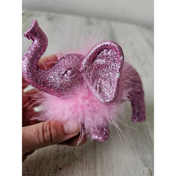 Glitter feather pink elephant ornament sparkle Xmas tree - Picture 2 of 8